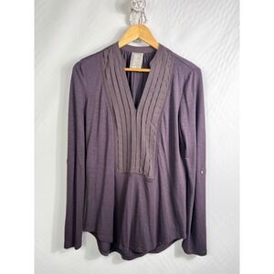 Dolan Left Coast Collection Plum‎ Purple Pleated Bib Long Sleeve Top Small